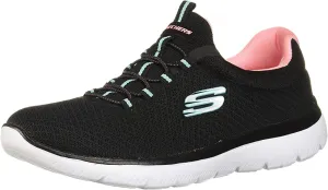 Skechers Summits Black/Pink Slip On Rounded Toe Low Top Fashion Sneakers