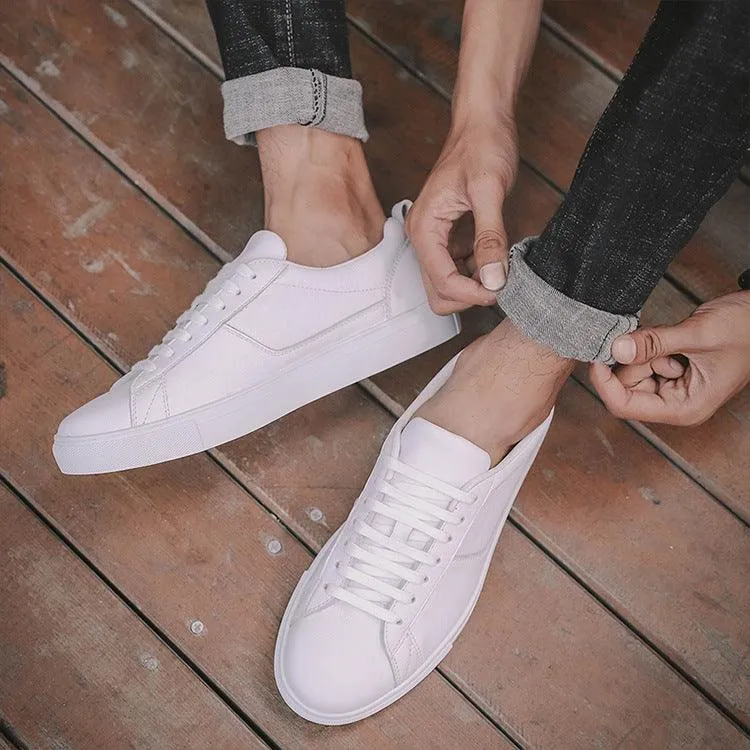 Small White Shoes Men's Leather Oversized Sneakers