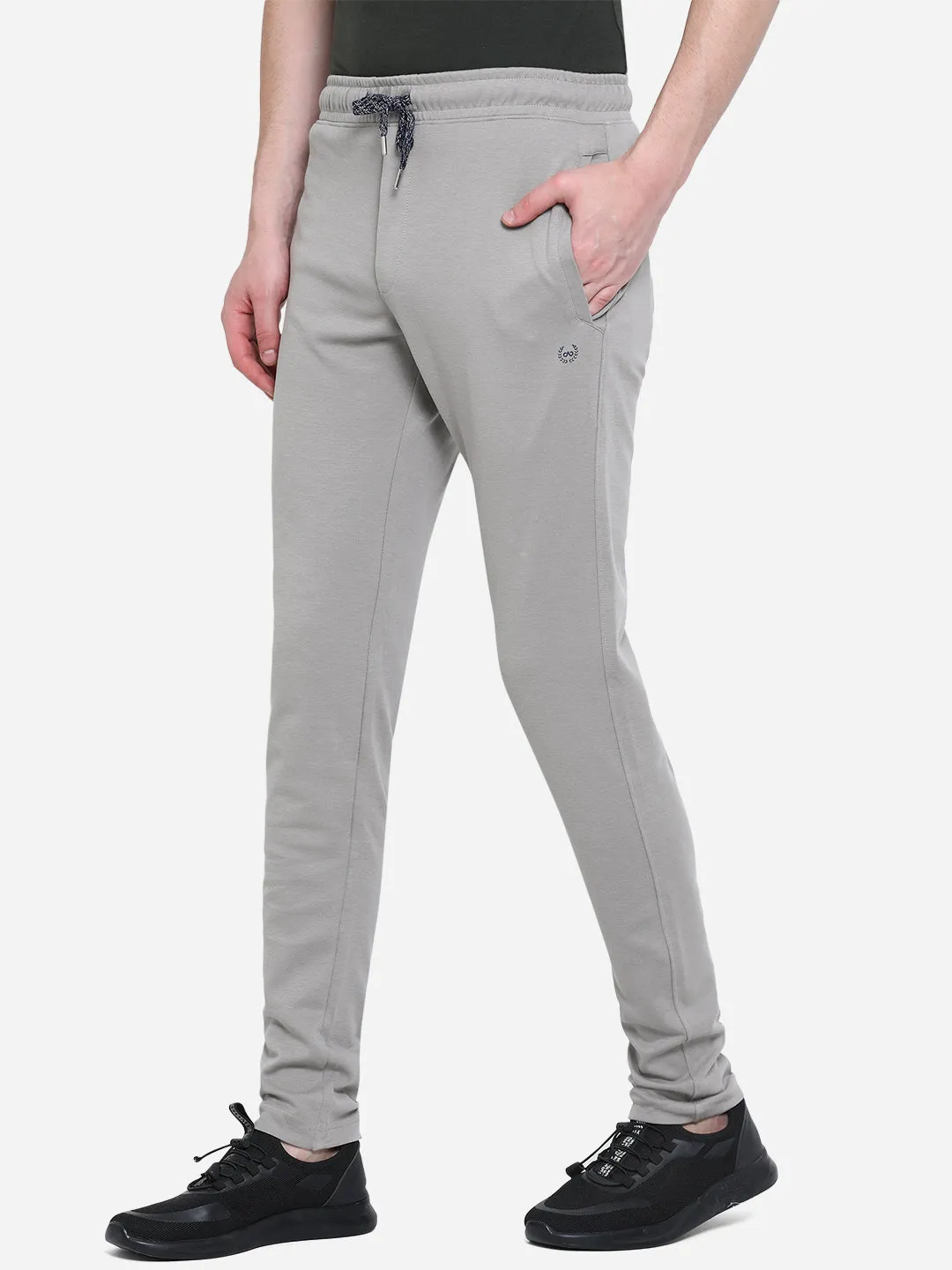 Stone Grey Solid Slim Fit Track Pant | JadeBlue