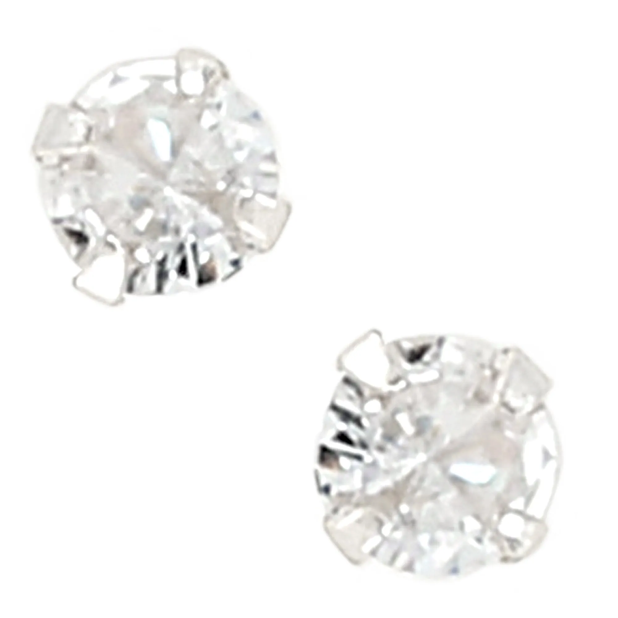 Stylist 5mm Sterling Silver Cubic Zirconia Stud Earrings