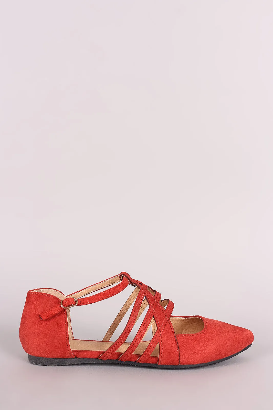 Suede Caged Pointy Toe Flat