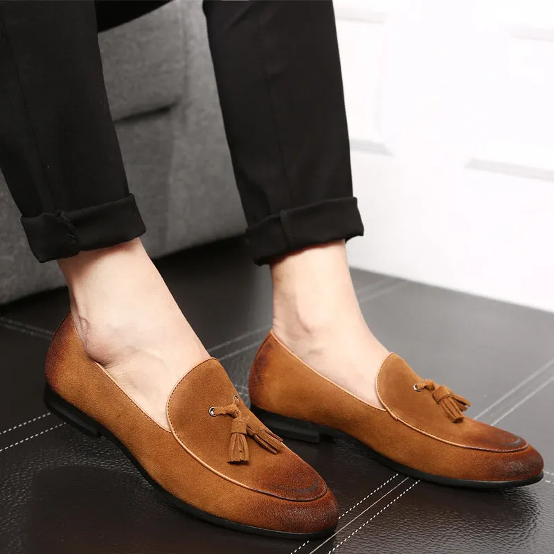 Summer new style suede leather men's shoes leather loafer shoes British men's casual leather shoes Doudou shoes Taobao