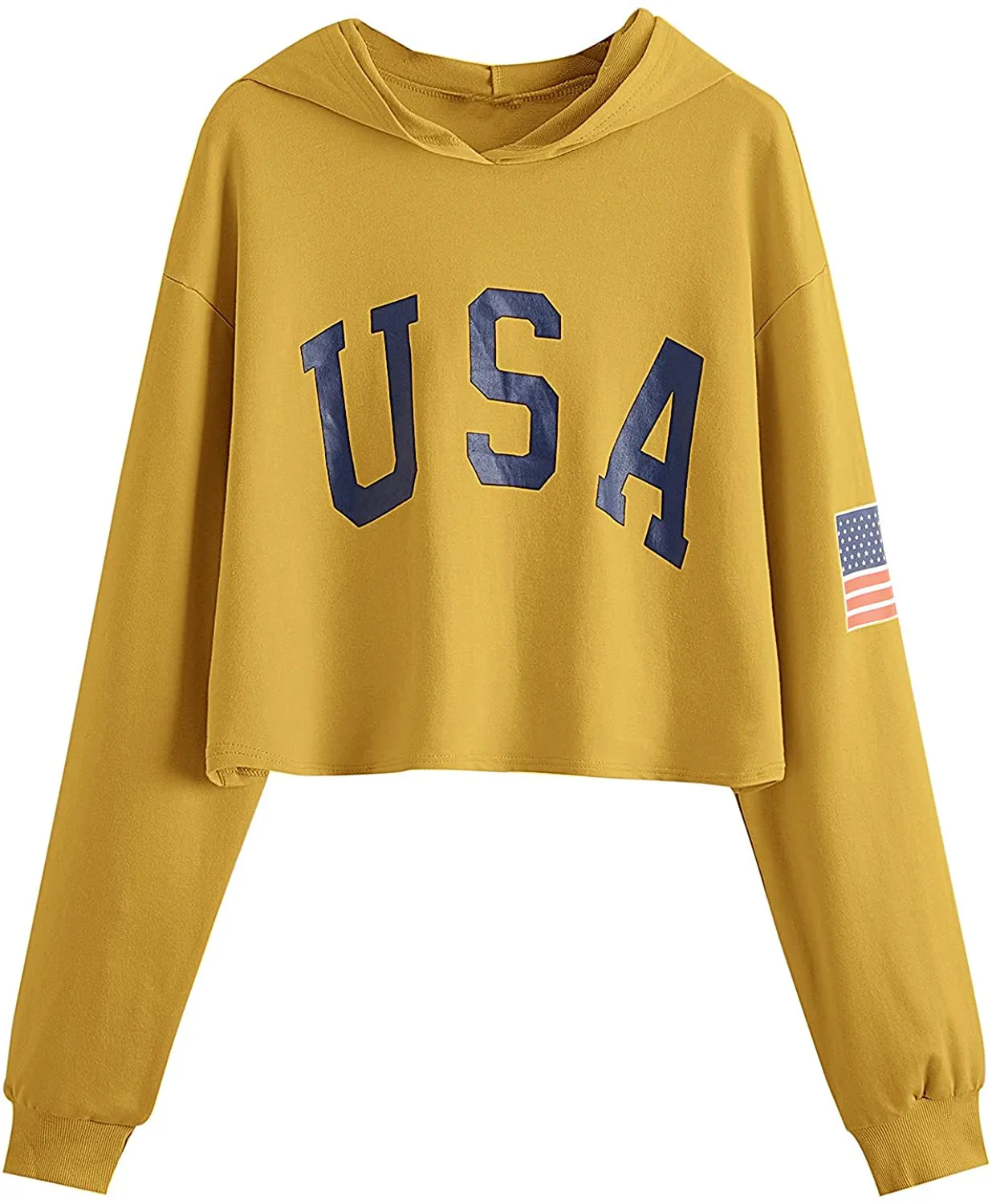 SweatyRocks Women's Casual Letter Print Long Sleeve Crop Top Sweatshirt Hoodies