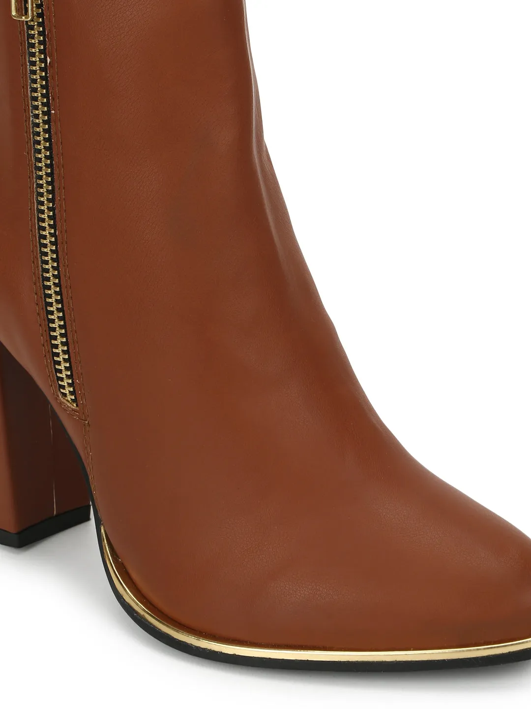 Tan PU Zip Up Ankle Boots (TC-ST-1184-TANPU)