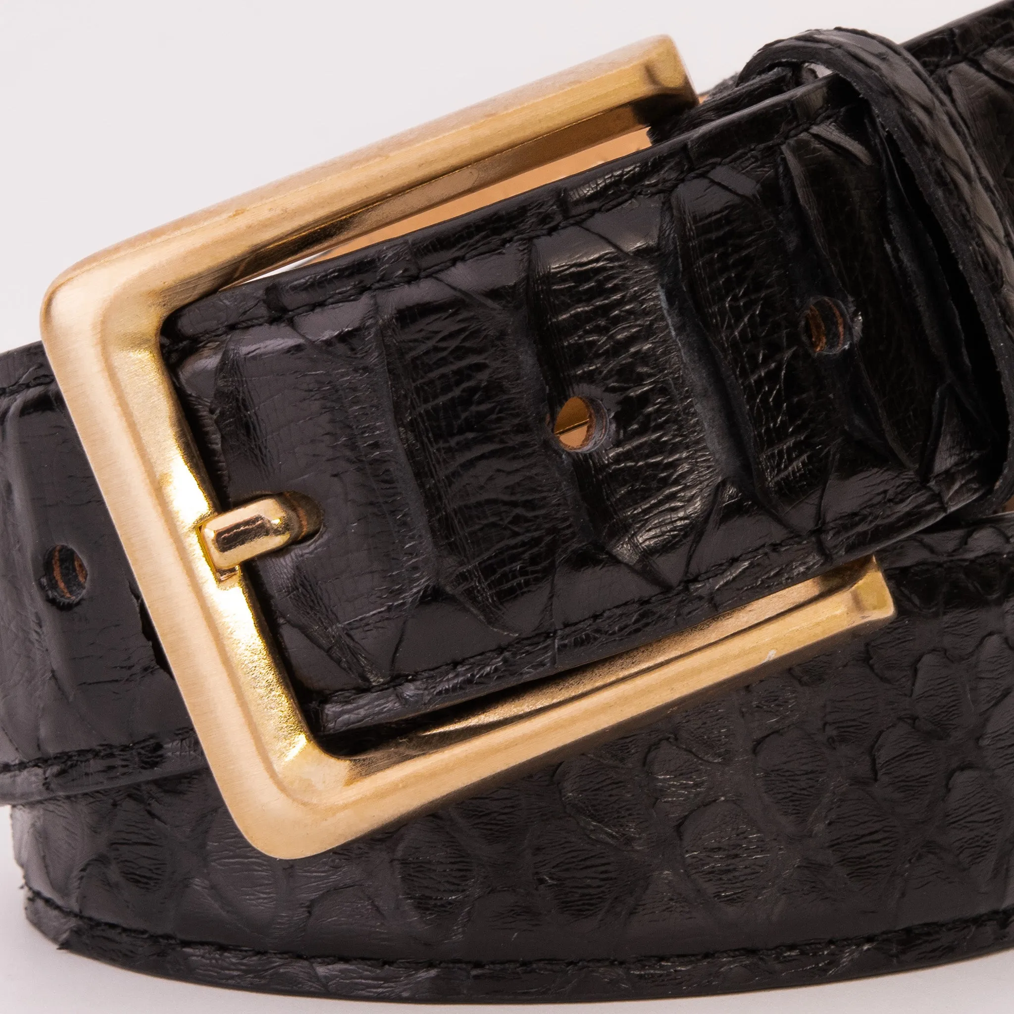 The Bethesda Black pythn Sneak Leather Belt