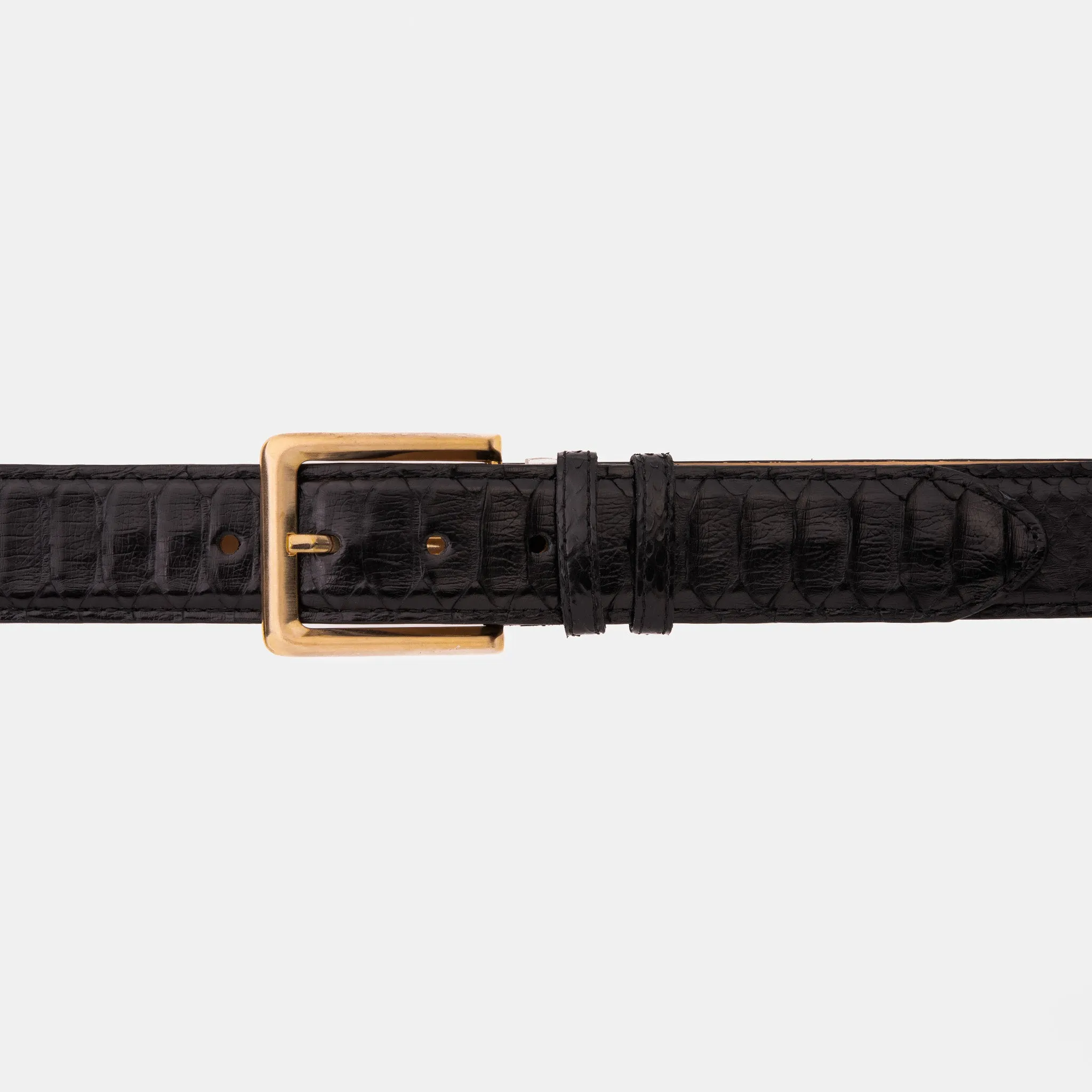 The Bethesda Black pythn Sneak Leather Belt