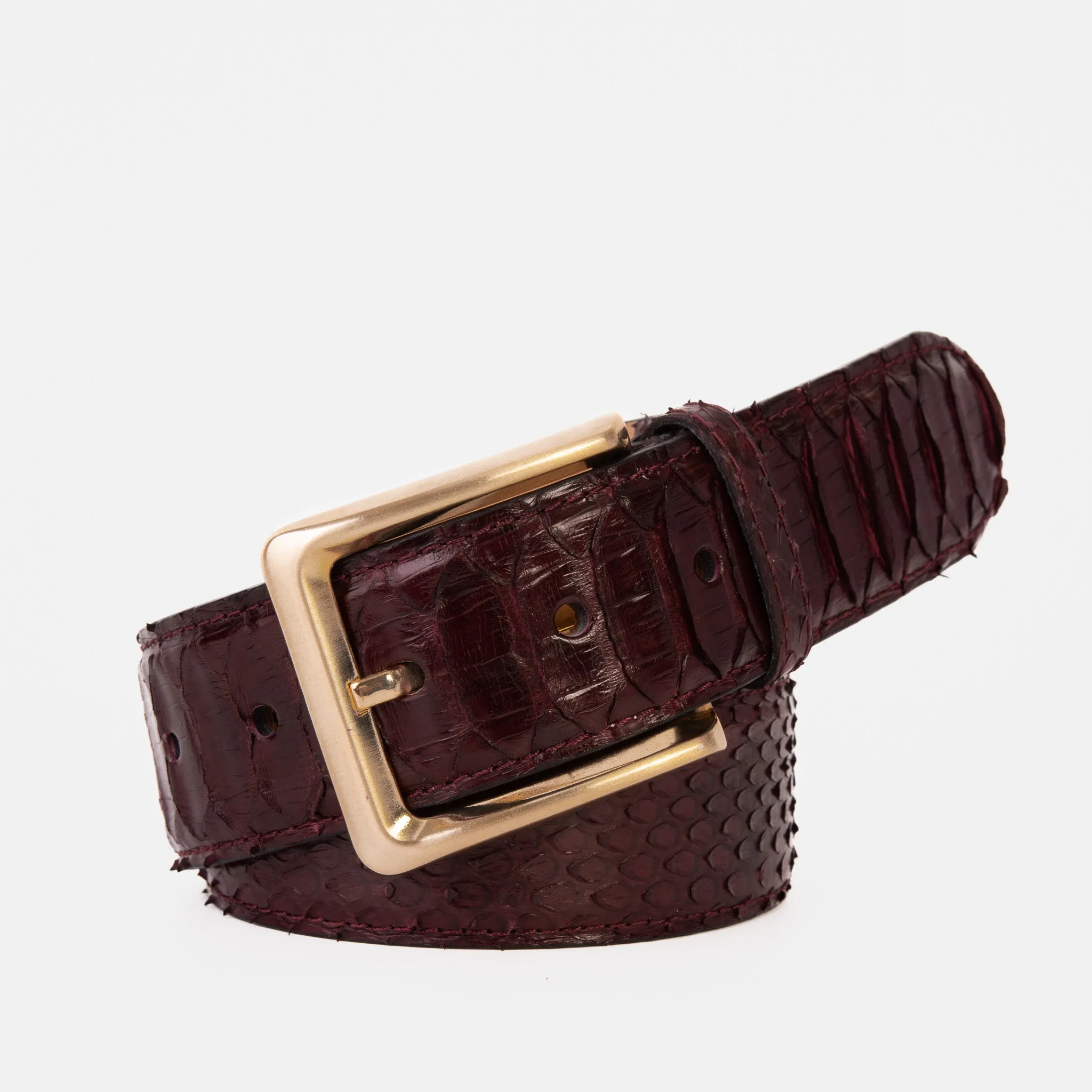 The Bethesda Burgundy pythn Sneak Leather Belt