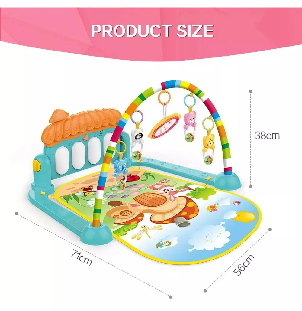 Toyshine Baby Gyms Play Mats Musical Activity Center Kick & Play Piano Gym Tummy Time Padded Mat for Newborn Toddler Infants Multicolor