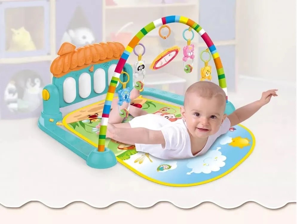 Toyshine Baby Gyms Play Mats Musical Activity Center Kick & Play Piano Gym Tummy Time Padded Mat for Newborn Toddler Infants Multicolor