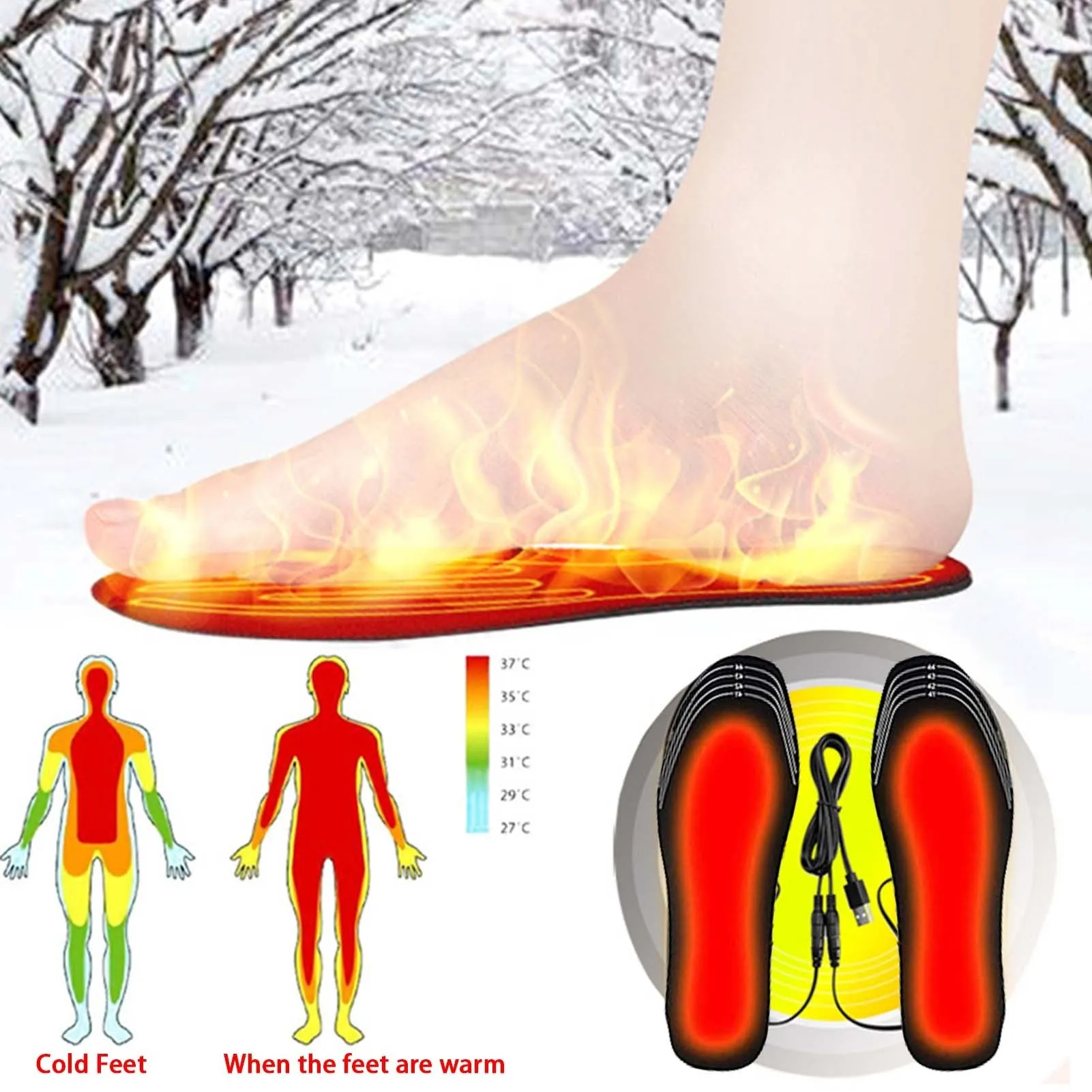 USB-Heated Shoes Insoles Can Be Cut Winter Warm Heating Insoles Pad Feet For Boots Sneaker Shoes