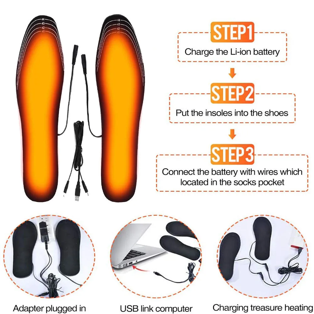 USB-Heated Shoes Insoles Can Be Cut Winter Warm Heating Insoles Pad Feet For Boots Sneaker Shoes