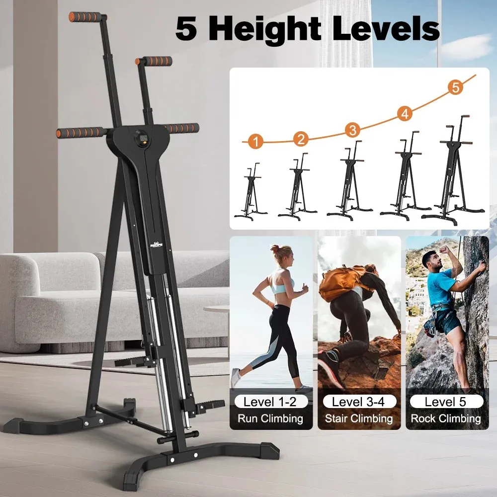 Vertical Climber Exercise Machine for Home Gym with LCD Display 5 Levels Adjustable Easy to Assemble