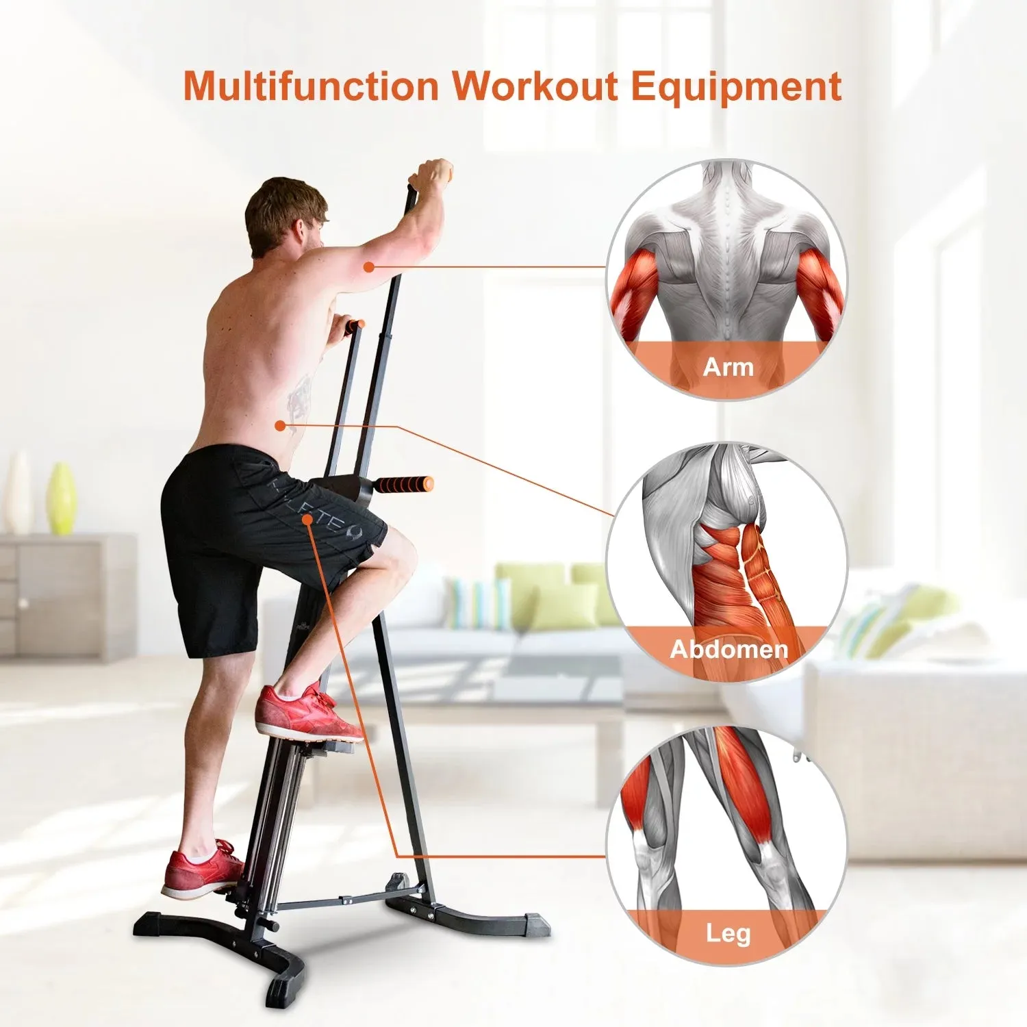 Vertical Climber Exercise Machine for Home Gym with LCD Display 5 Levels Adjustable