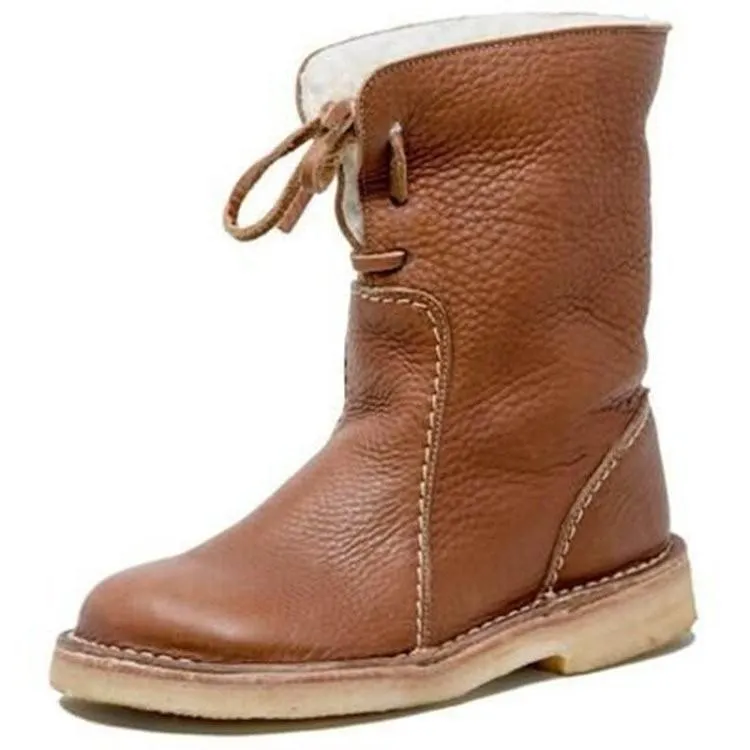 Vintage Buttery-soft Waterproof Wool Lining Boots