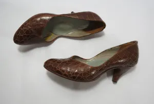 Vintage Shoes - 1940s Crocodile Shoes - Size AU 7