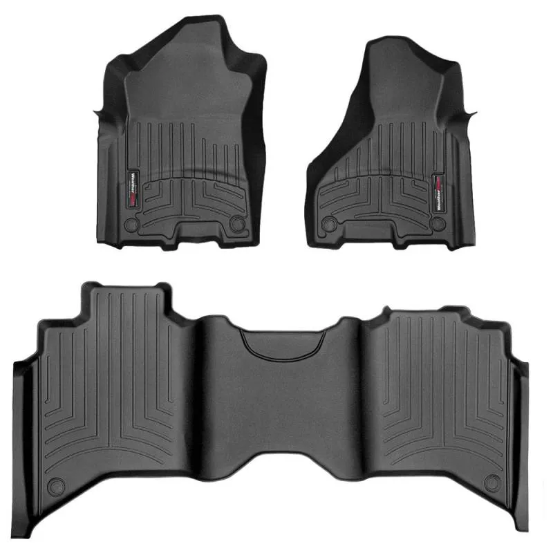 WeatherTech FloorLiners - Front/2nd Row - Black - Crew Cab - Bench Seats - Vinyl Floor - 2500 - Ram Fullsize Truck 2019-20