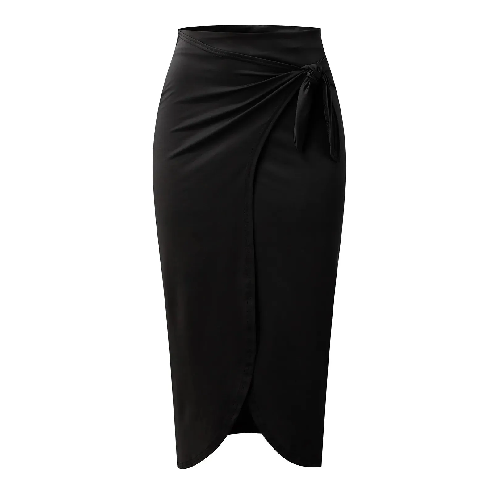 Women’s Maxi Skirt High Waist Wrap Pencil Long Skirts for Women Slim Boho Draped Front Bodycon with Zip Back