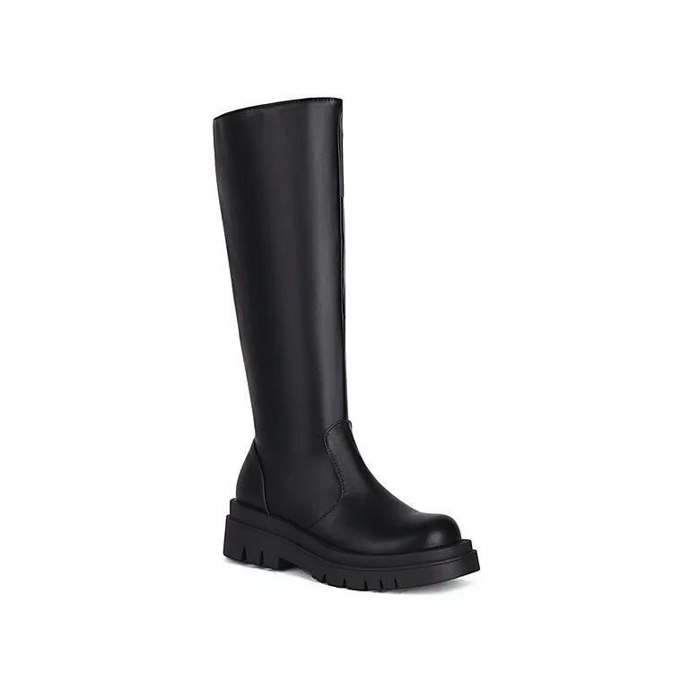 Women's Round Toe Platform Knee High Boots