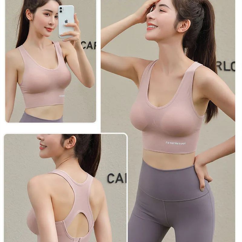 Women's Shockproof Gather Beauty Back Yoga Running Sports Bra