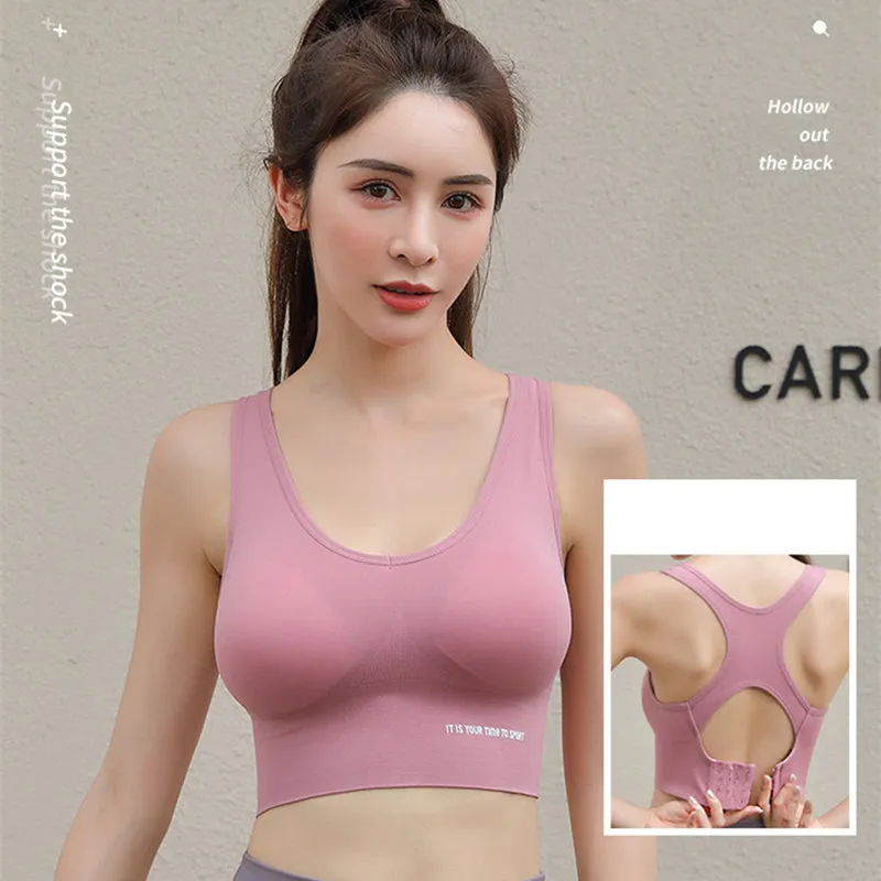 Women's Shockproof Gather Beauty Back Yoga Running Sports Bra