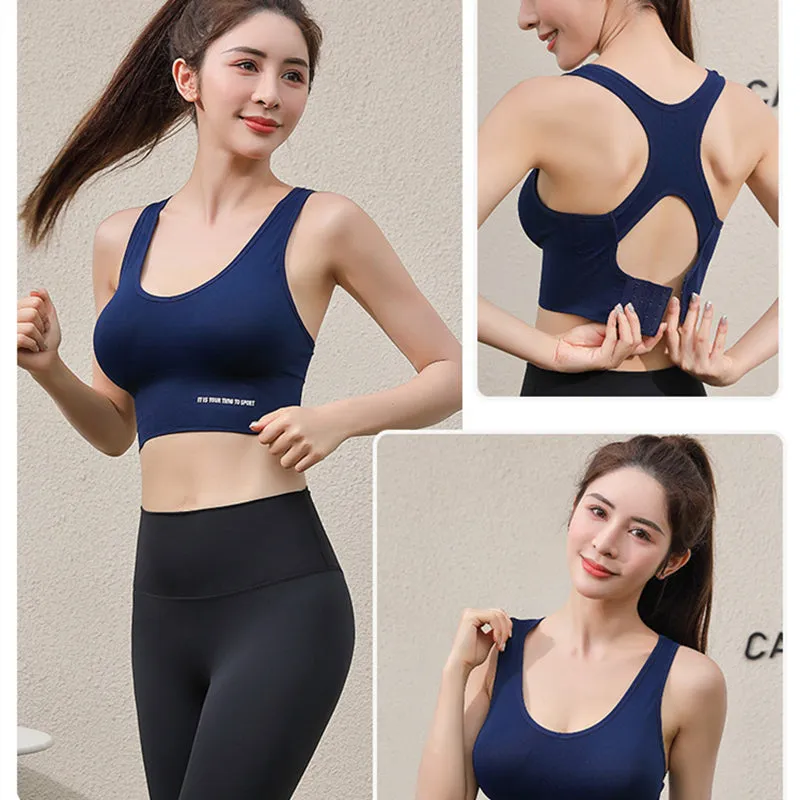 Women's Shockproof Gather Beauty Back Yoga Running Sports Bra