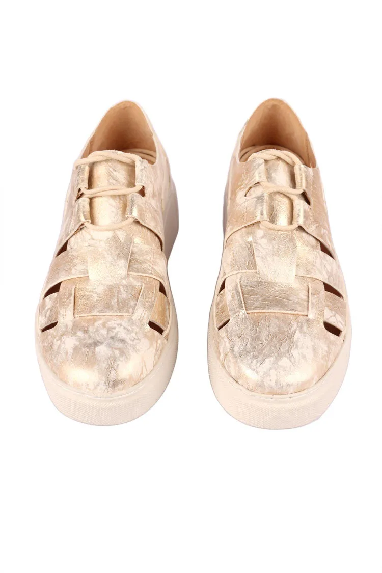 Yao Metallic Gold Leather Sneaker