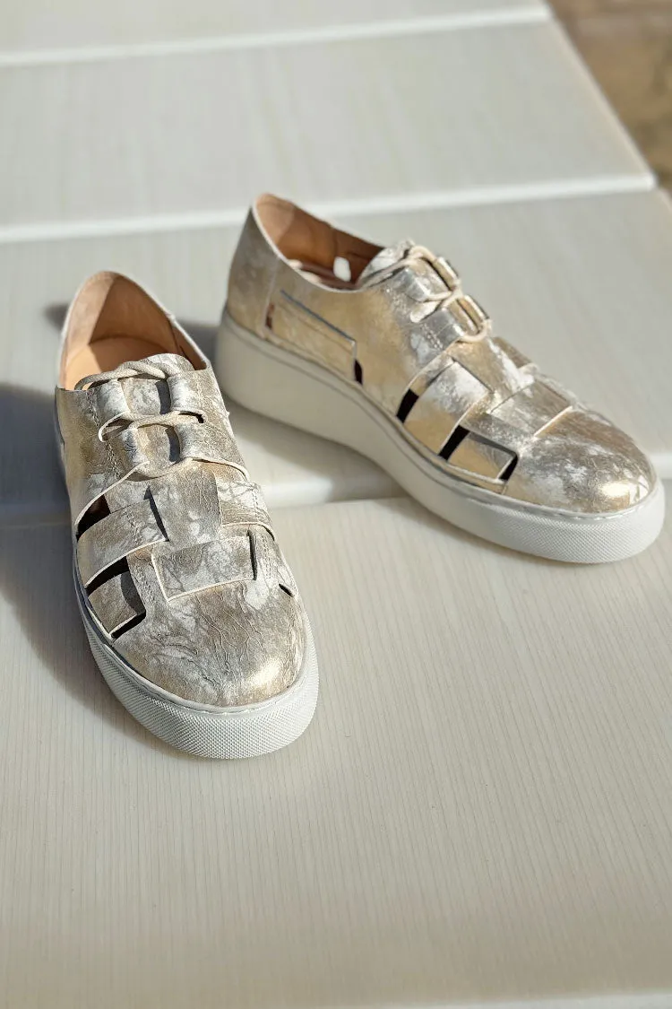 Yao Metallic Gold Leather Sneaker